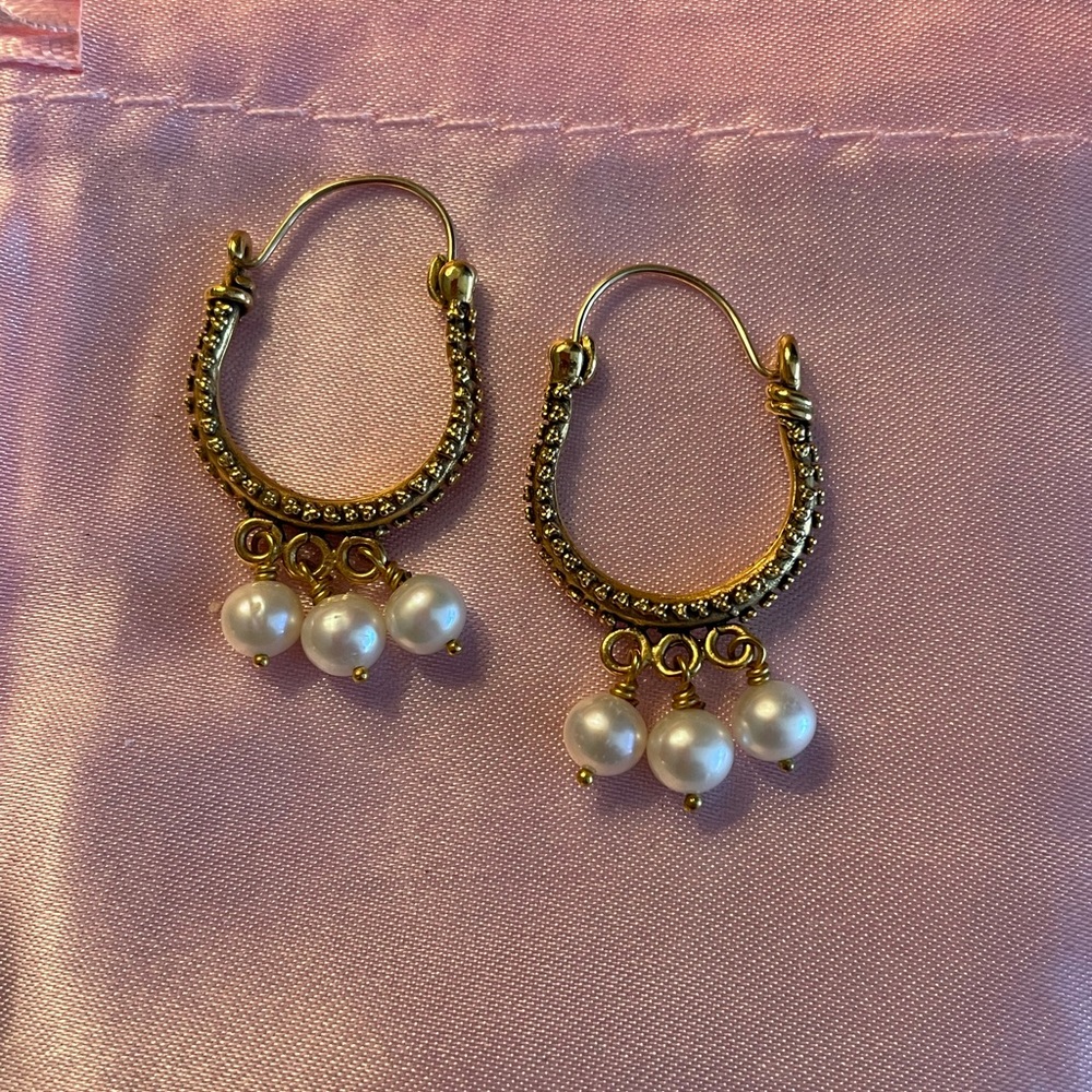 Roman inspired gold fill pearl earrings